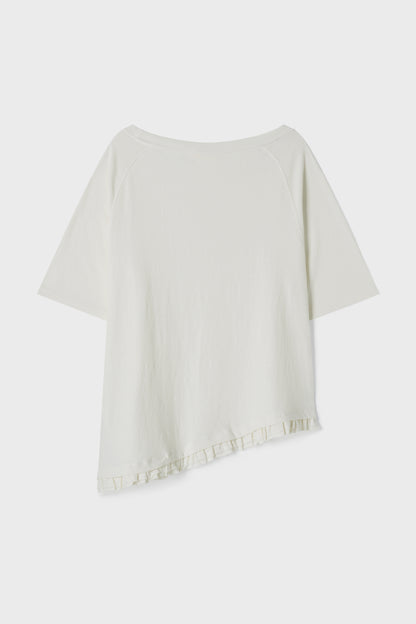 Loose Fit Ruffle Hem Tee | Off White