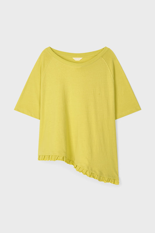 Loose Fit Ruffle Hem Tee | Mustard