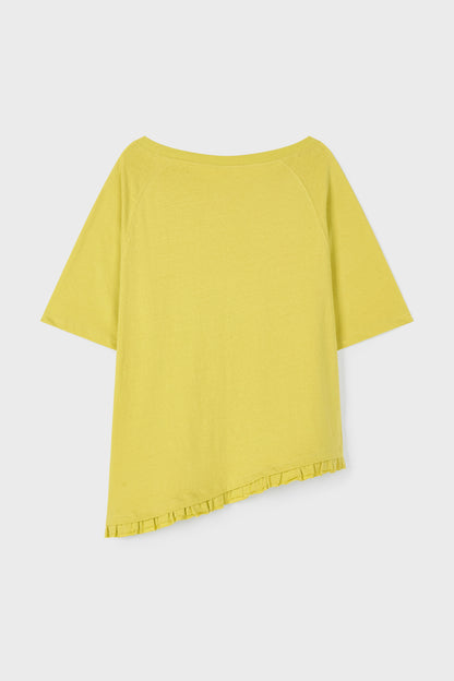 Loose Fit Ruffle Hem Tee | Mustard