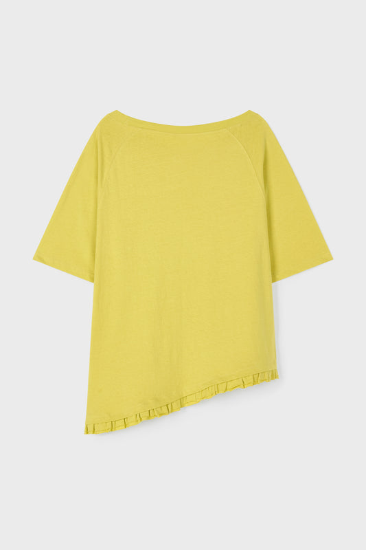 Loose Fit Ruffle Hem Tee | Mustard
