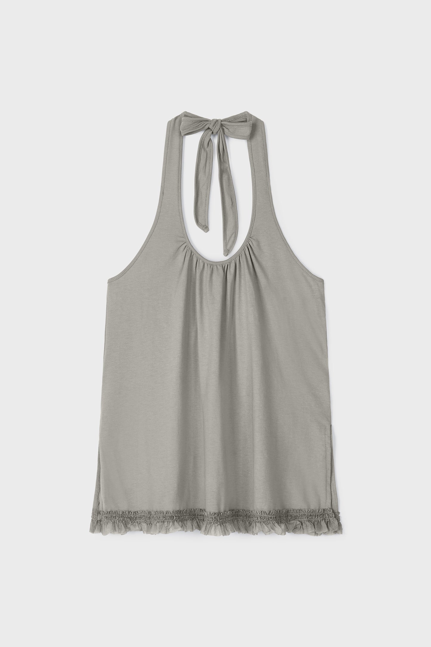 Ruffle Lace Halter Top | Grey