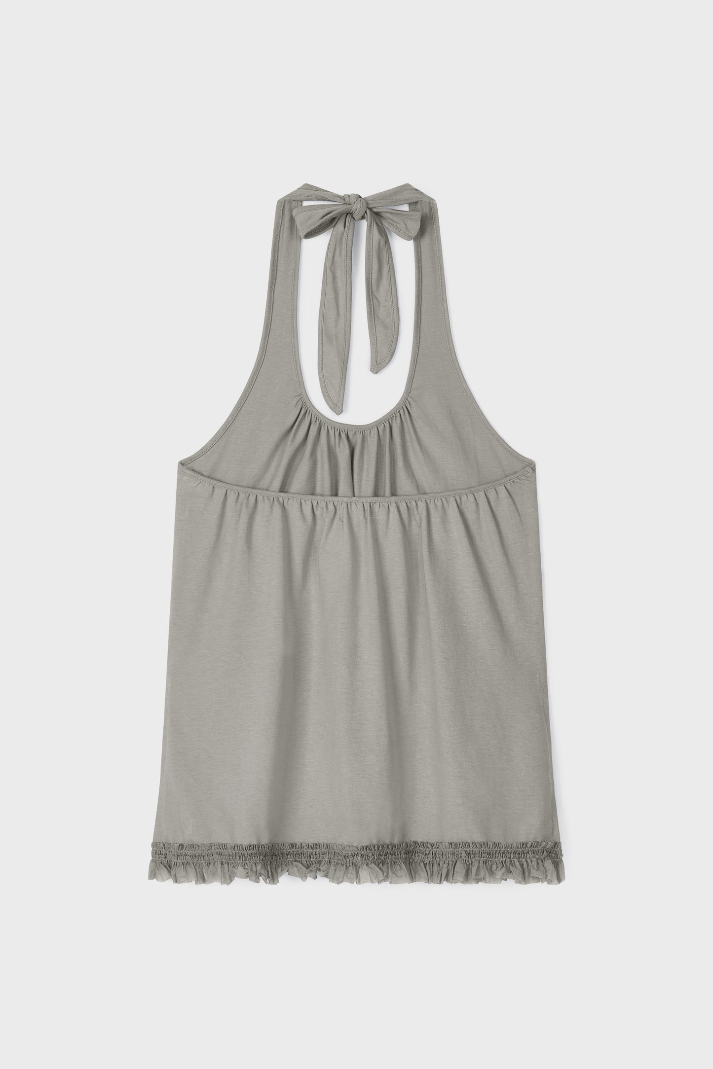 Ruffle Lace Halter Top | Grey