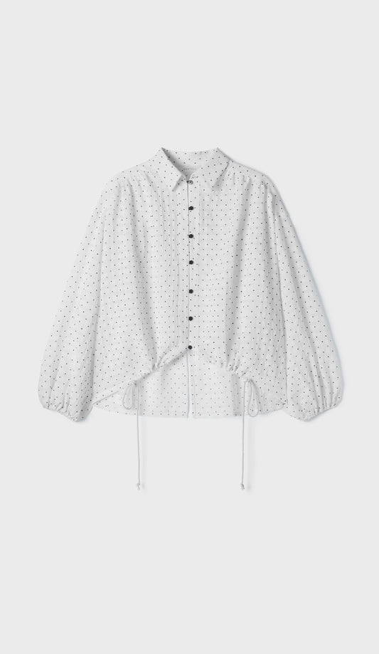 Polka Dot Balloon Sleeve Shirt | White