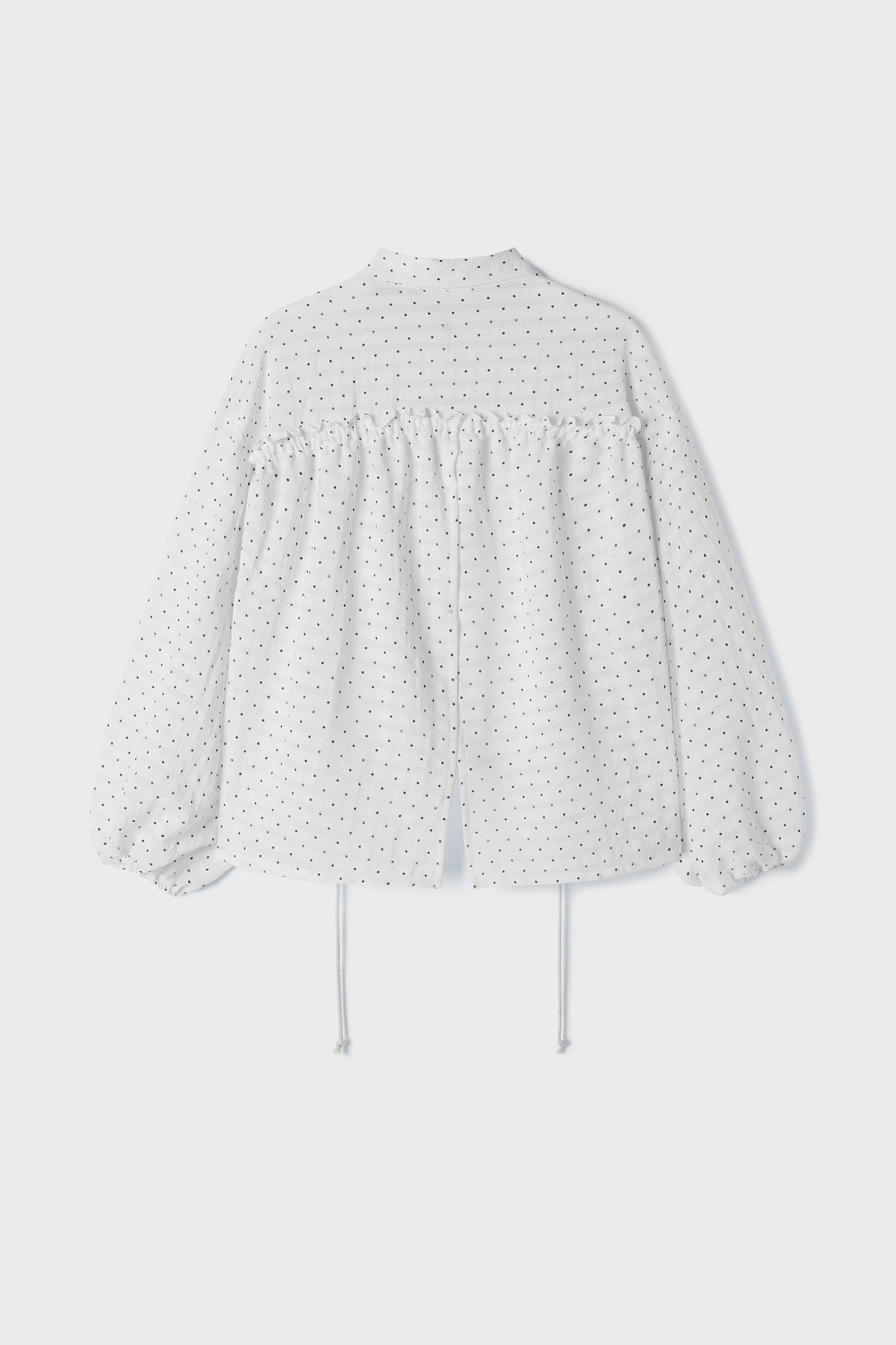 Polka Dot Balloon Sleeve Shirt | White
