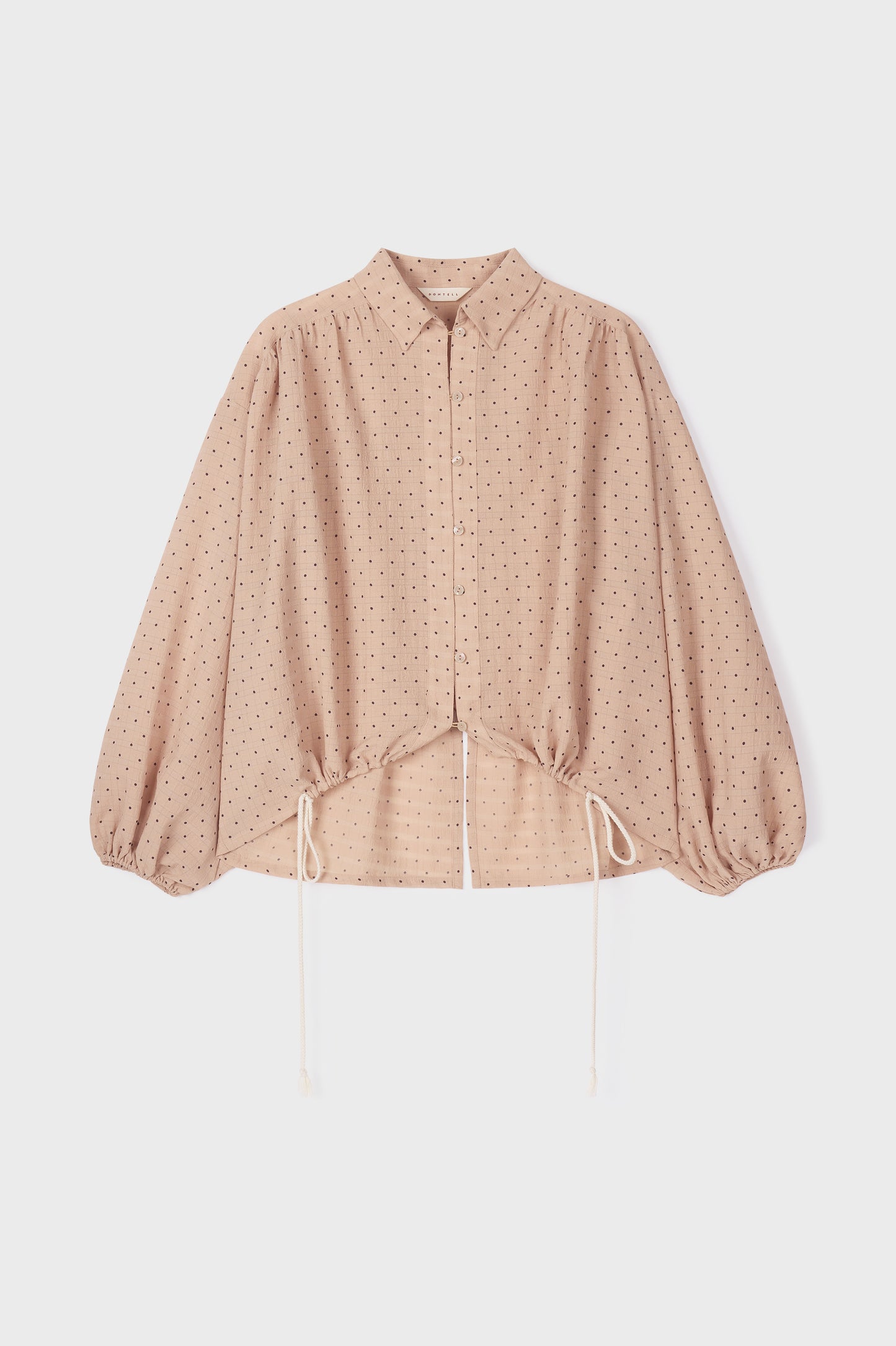 Polka Dot Balloon Sleeve Shirt | Beige